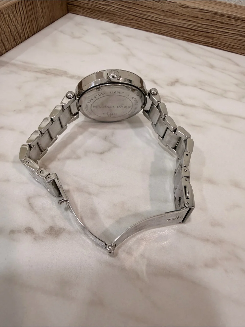 Michael Kors Men's Silver Tone Stainless Steel Watch with White Dial